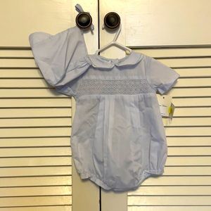 Boy smocked bubble romper